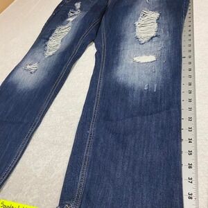 Soundgirl Blue distressed straight leg jeans women 22. SKU364 #distresseddenim
